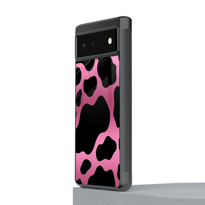 Black Pink Swirl stylish phone case for google pixel 6a | glossy glass and slim fit