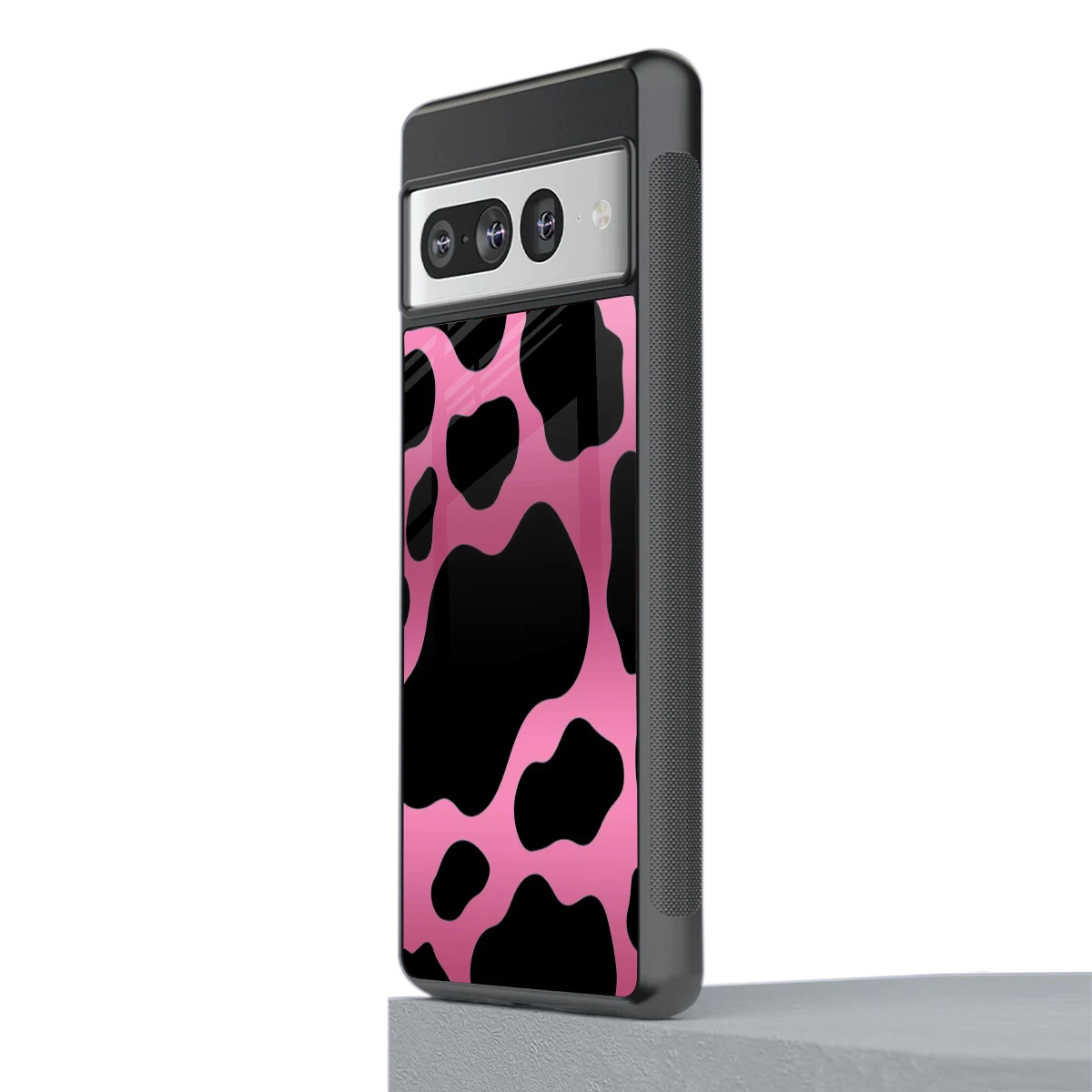 Black Pink Swirl stylish phone case for google pixel 7 pro | glossy glass and slim fit