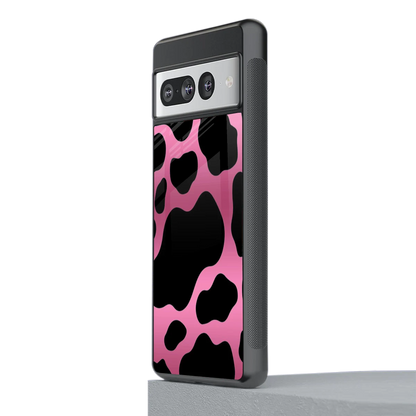 Black Pink Swirl stylish phone case for google pixel 7 pro | glossy glass and slim fit