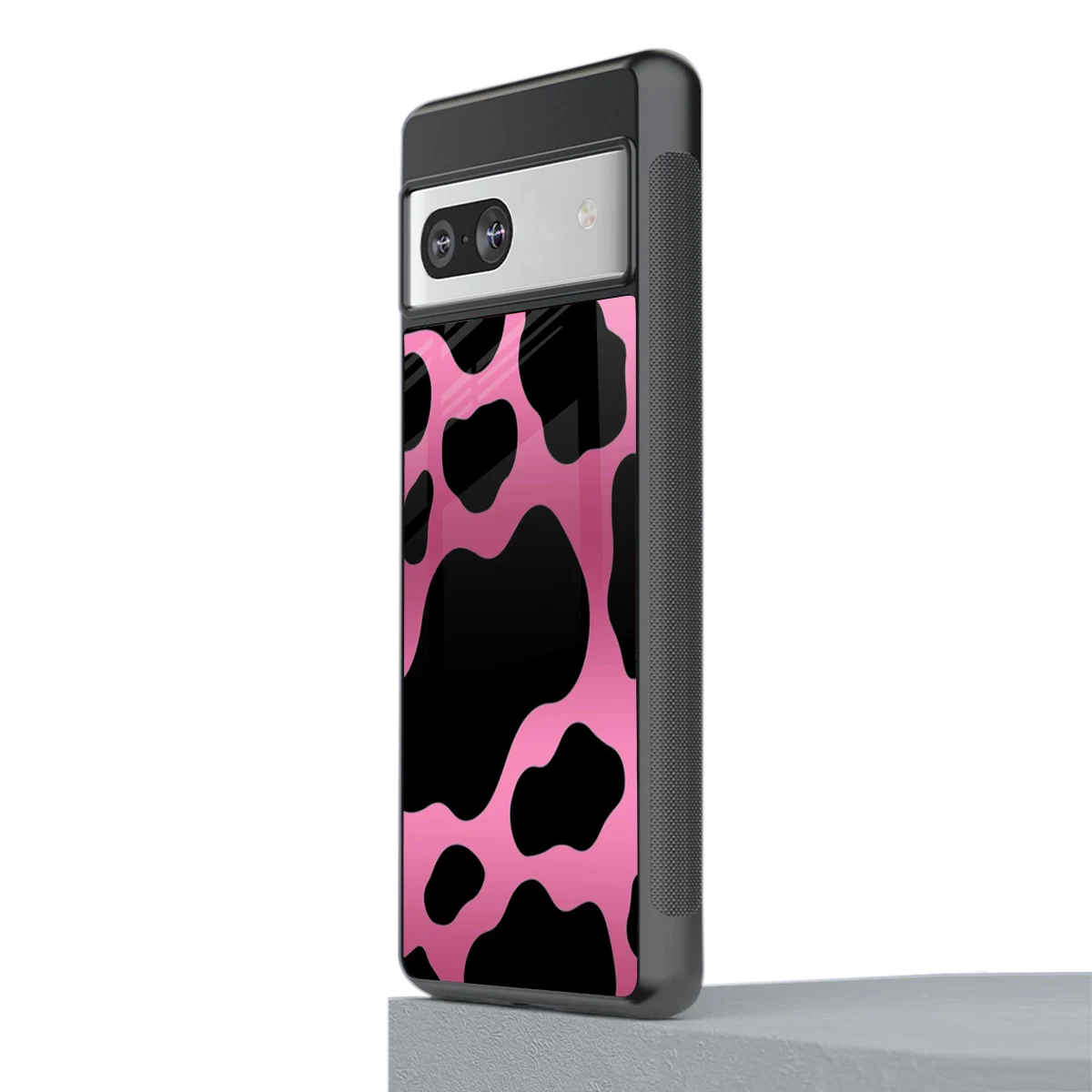 Black Pink Swirl stylish phone case for google pixel 7 | glossy glass and slim fit