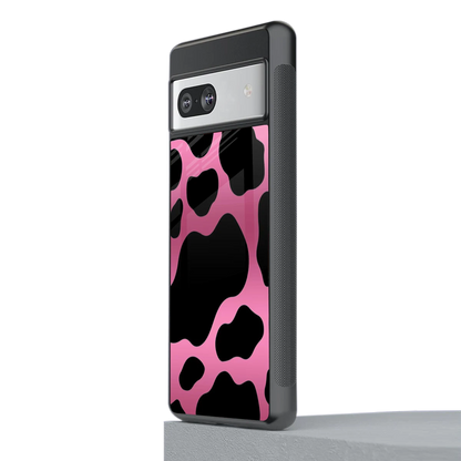 Black Pink Swirl stylish phone case for google pixel 7 | glossy glass and slim fit