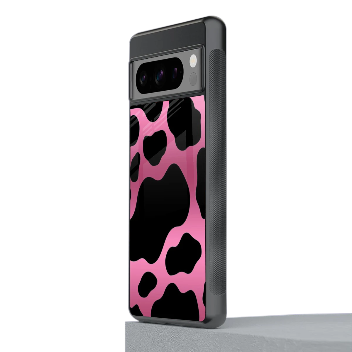 Black Pink Swirl stylish phone case for google pixel 8 pro | glossy glass and slim fit