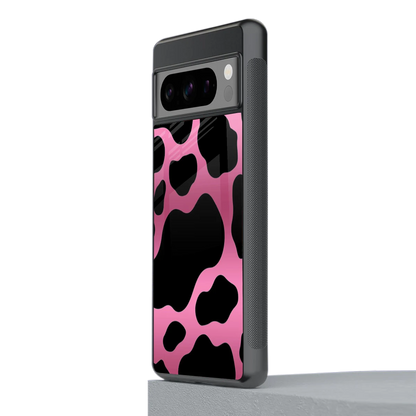 Black Pink Swirl stylish phone case for google pixel 8 pro | glossy glass and slim fit