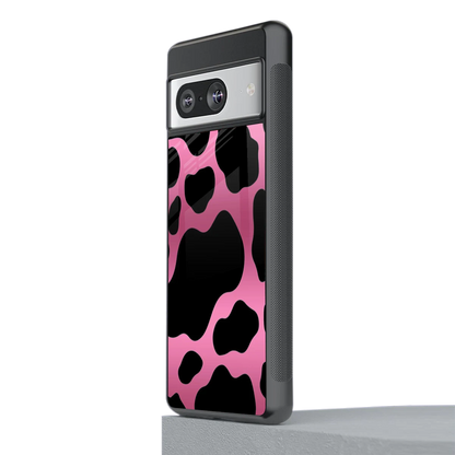 Black Pink Swirl stylish phone case for google pixel 8 | glossy glass and slim fit