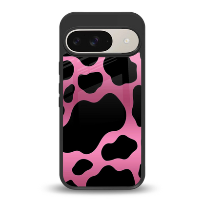 Black Pink Swirl back phone cover | glass case for google pixel 9