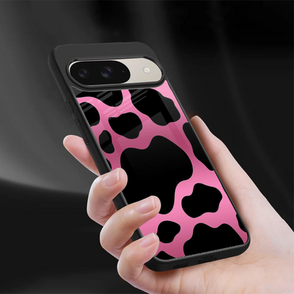 Black Pink Swirl sleek google pixel 9 cover with tempered glass back and TPU edges