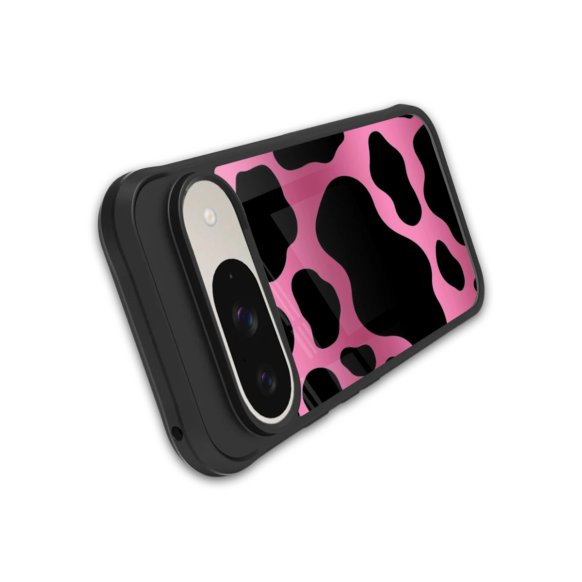 Black Pink Swirl stylish phone case for google pixel 9 | glossy glass and slim fit
