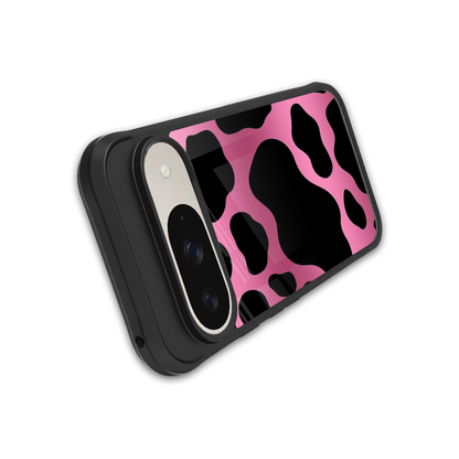 Black Pink Swirl stylish phone case for google pixel 9 | glossy glass and slim fit