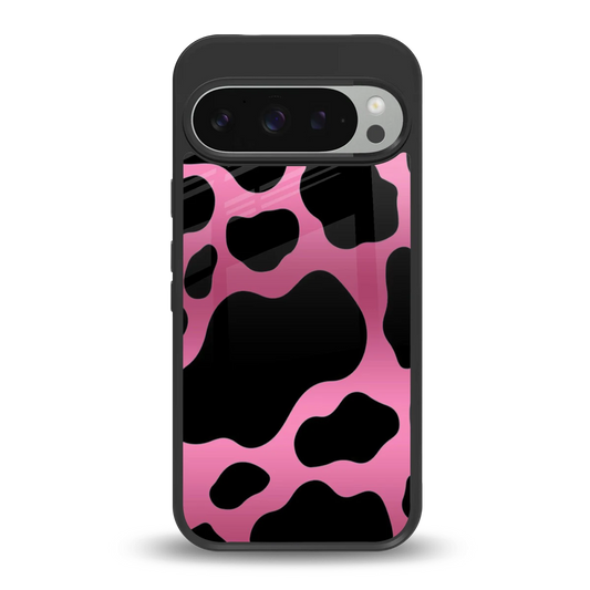 Black Pink Swirl back phone cover | glass case for google pixel 9 pro