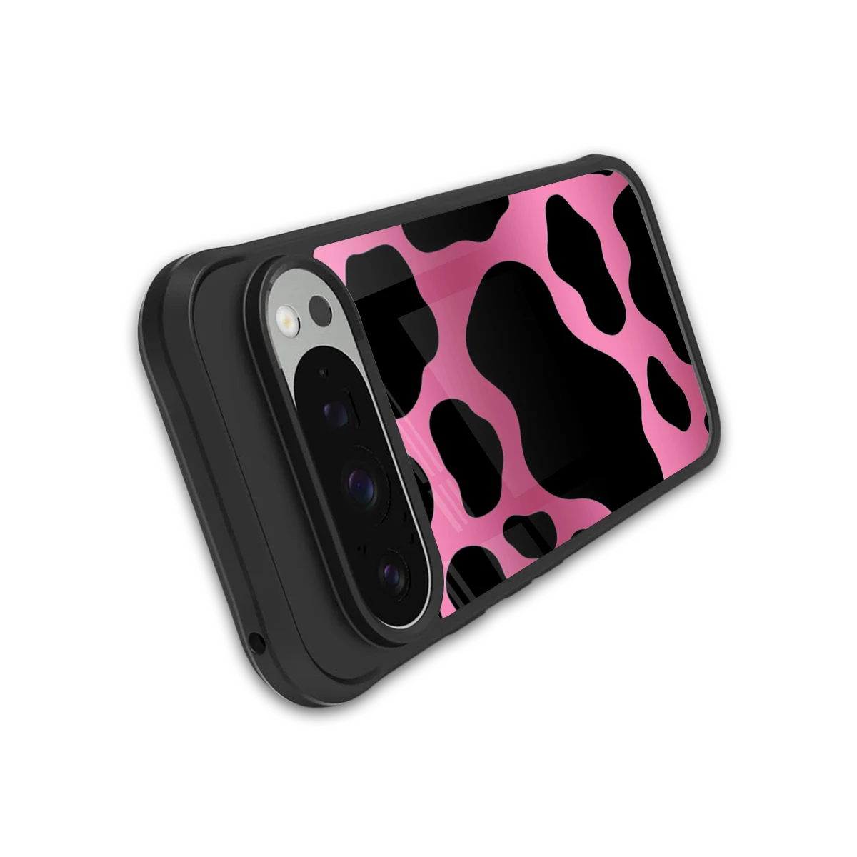 Black Pink Swirl stylish phone case for google pixel 9 pro | glossy glass and slim fit