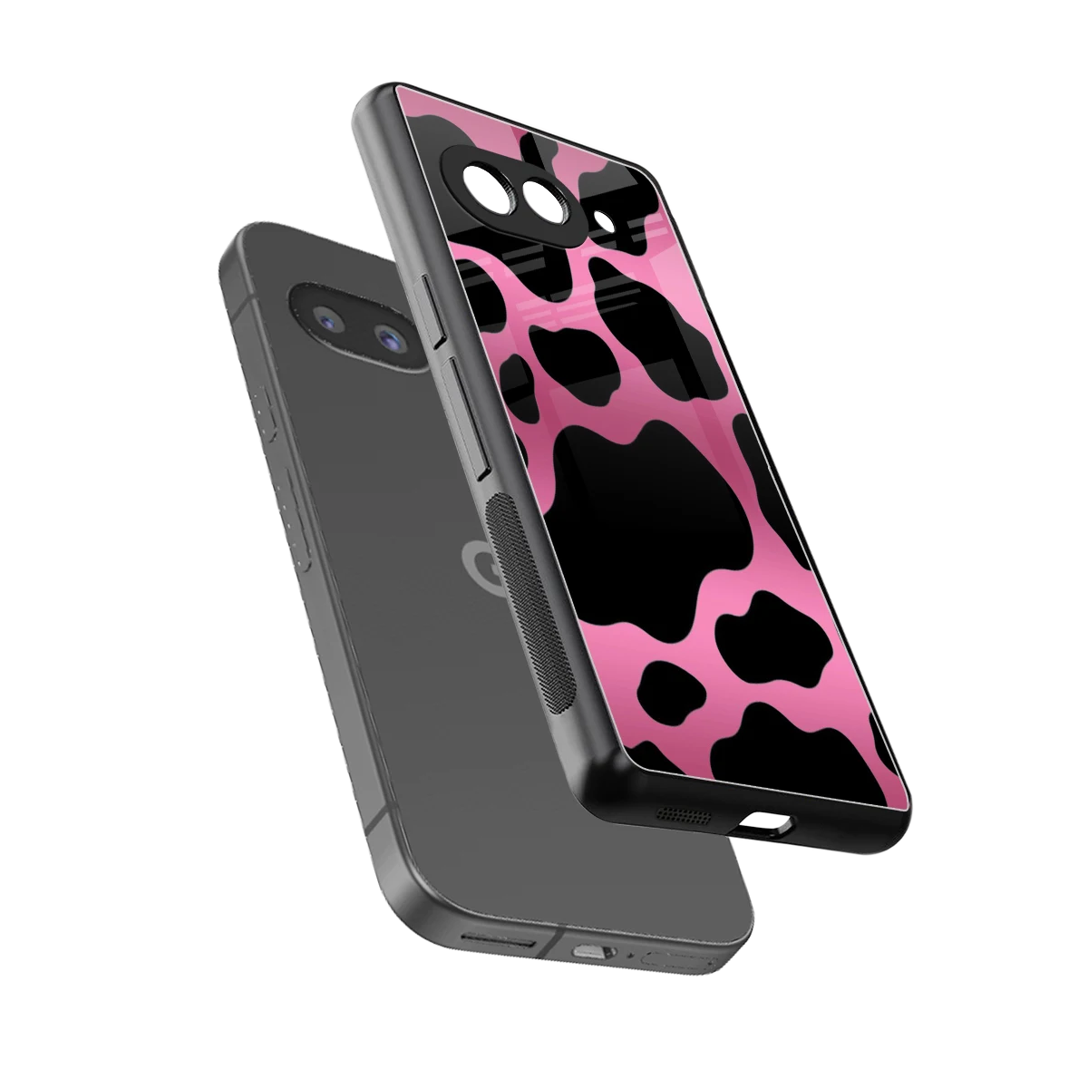 Black Pink Swirl sleek google pixel 9a cover with tempered glass back and TPU edges
