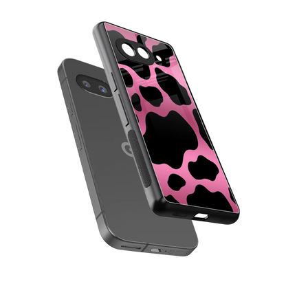 Black Pink Swirl sleek google pixel 9a cover with tempered glass back and TPU edges