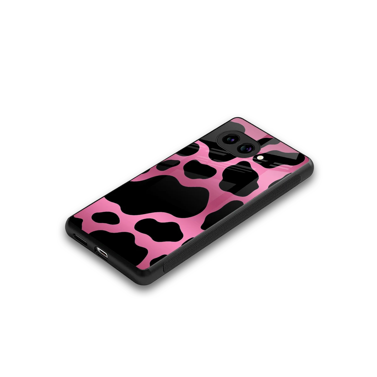 Black Pink Swirl stylish phone case for google pixel 9a | glossy glass and slim fit