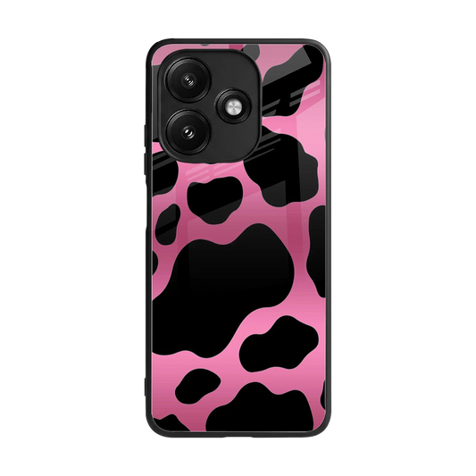 Black Pink Swirl back phone cover | glass case for redmi 12 5g