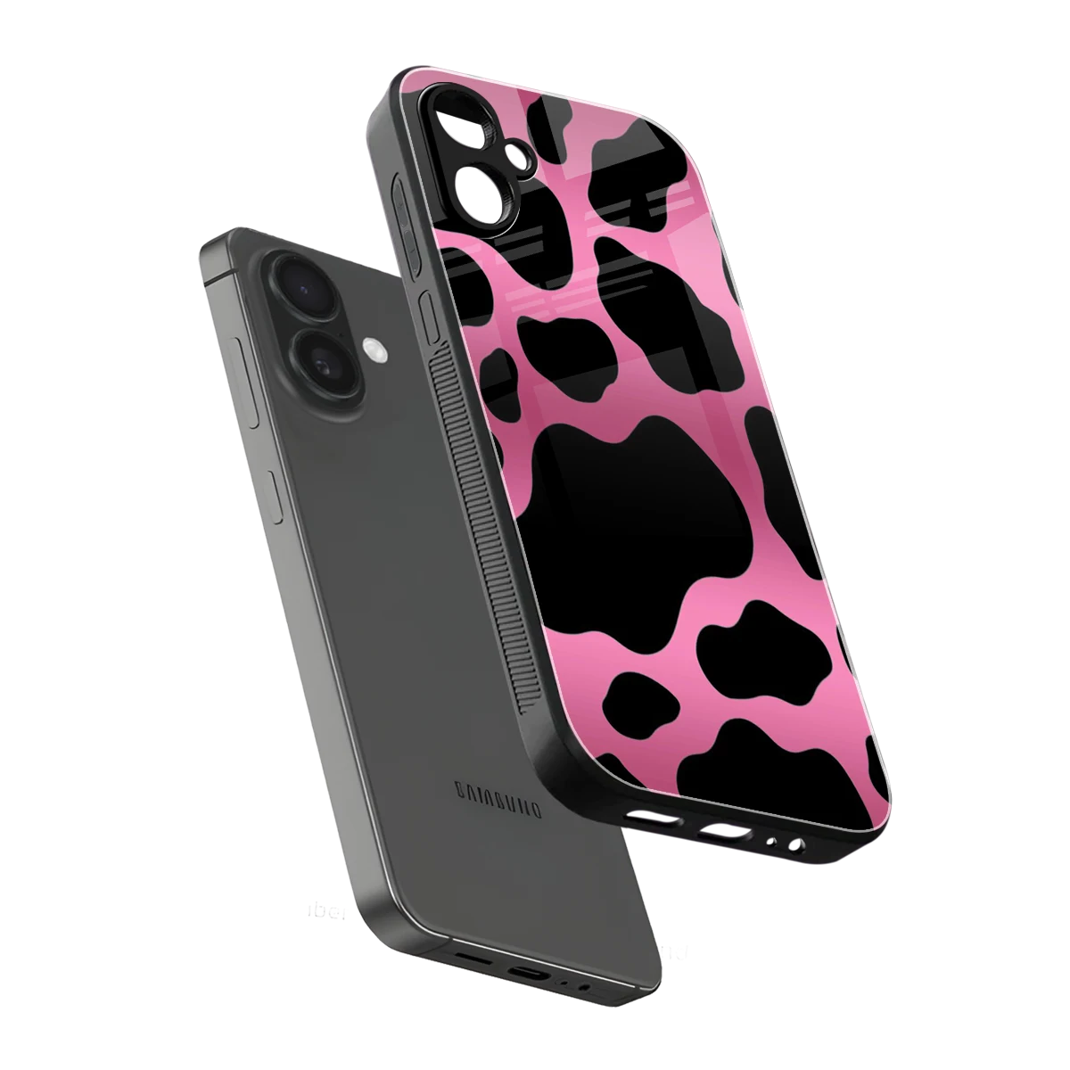 Black Pink Swirl sleek samsung galaxy a06 5g cover with tempered glass back and TPU edges