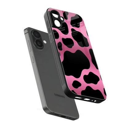 Black Pink Swirl sleek samsung galaxy a06 5g cover with tempered glass back and TPU edges