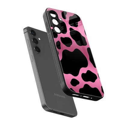 Black Pink Swirl sleek samsung galaxy a14 5g cover with tempered glass back and TPU edges
