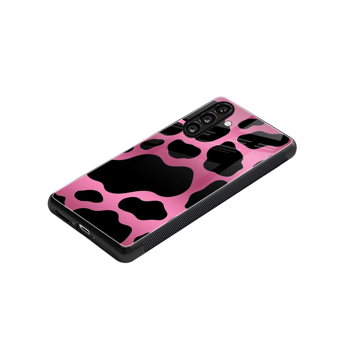 Black Pink Swirl stylish phone case for samsung galaxy a16 5g | glossy glass and slim fit