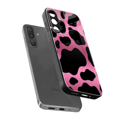 Black Pink Swirl sleek samsung galaxy m56 5g cover with tempered glass back and TPU edges