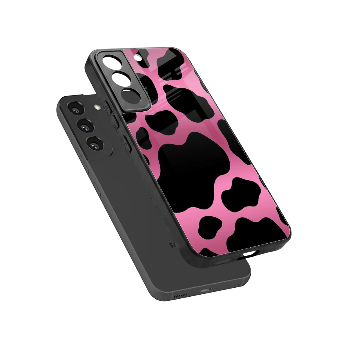 Black Pink Swirl sleek samsung galaxy s22 cover with tempered glass back and TPU edges