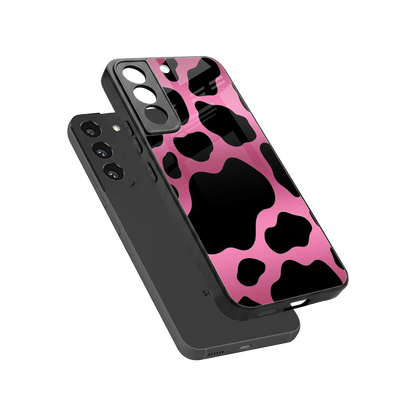 Black Pink Swirl sleek samsung galaxy s22 cover with tempered glass back and TPU edges