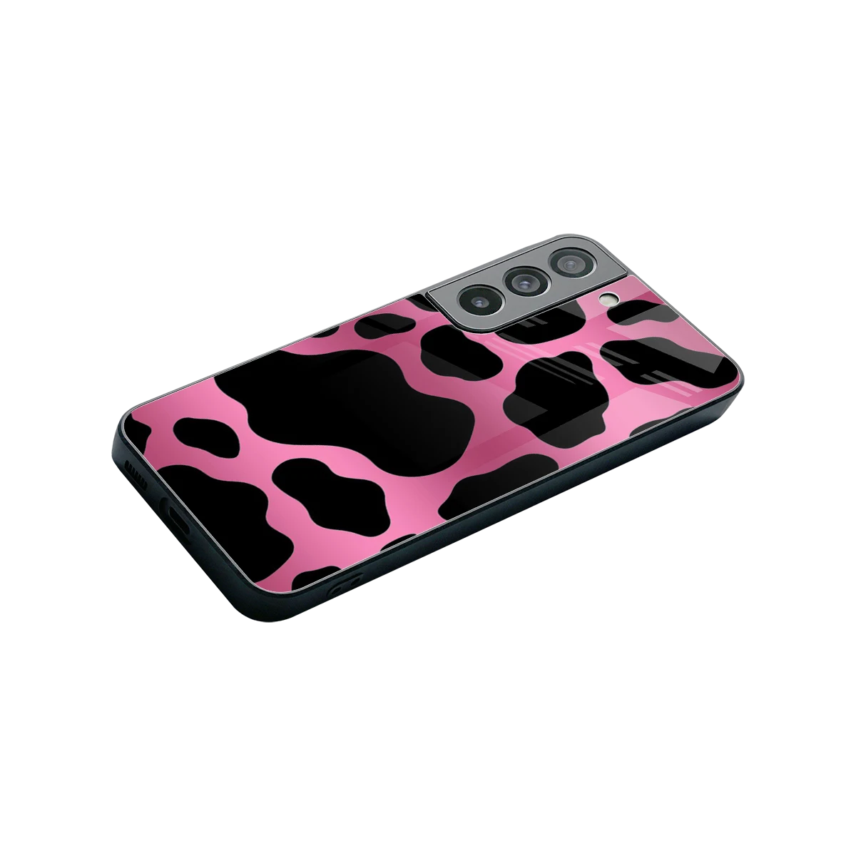 Black Pink Swirl stylish phone case for samsung galaxy s22 | glossy glass and slim fit