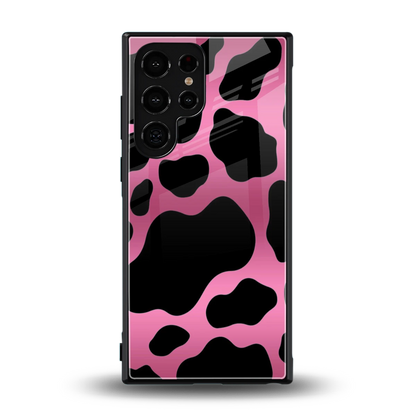Black Pink Swirl back phone cover | glass case for samsung galaxy s24 ultra