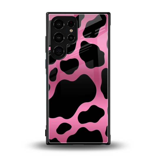 Black Pink Swirl back phone cover | glass case for samsung galaxy s24 ultra