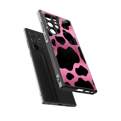Black Pink Swirl sleek samsung galaxy s24 ultra cover with tempered glass back and TPU edges