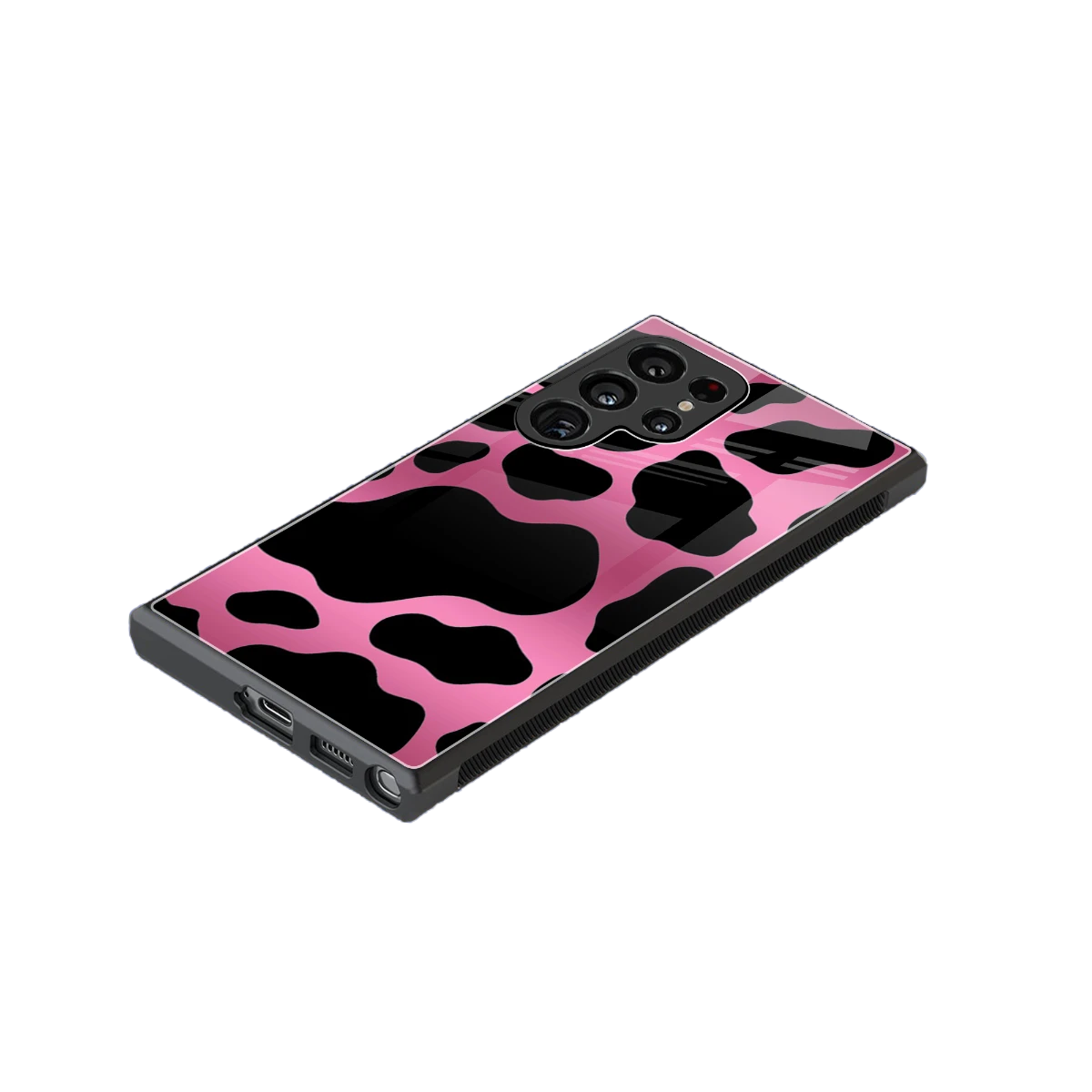 Black Pink Swirl stylish phone case for samsung galaxy s23 ultra | glossy glass and slim fit