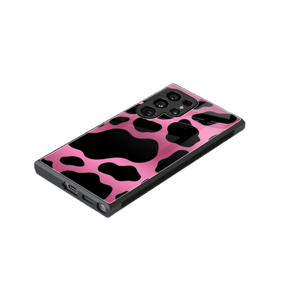 Black Pink Swirl stylish phone case for samsung galaxy s23 ultra | glossy glass and slim fit