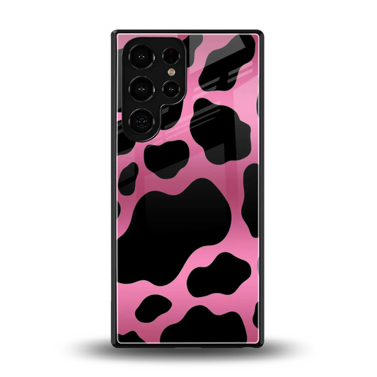 Black Pink Swirl back phone cover | glass case for samsung galaxy s25 ultra