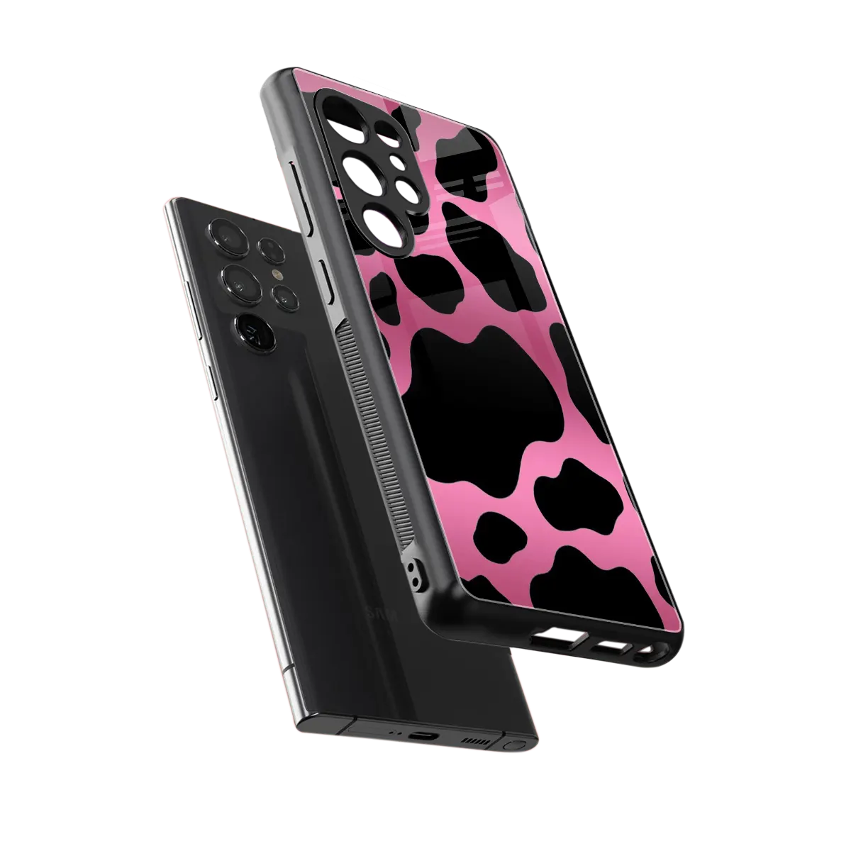 Black Pink Swirl sleek samsung galaxy s26 ultra cover with tempered glass back and TPU edges