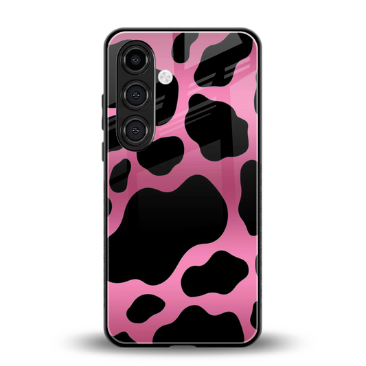 Black Pink Swirl back phone cover | glass case for samsung galaxy s23 plus