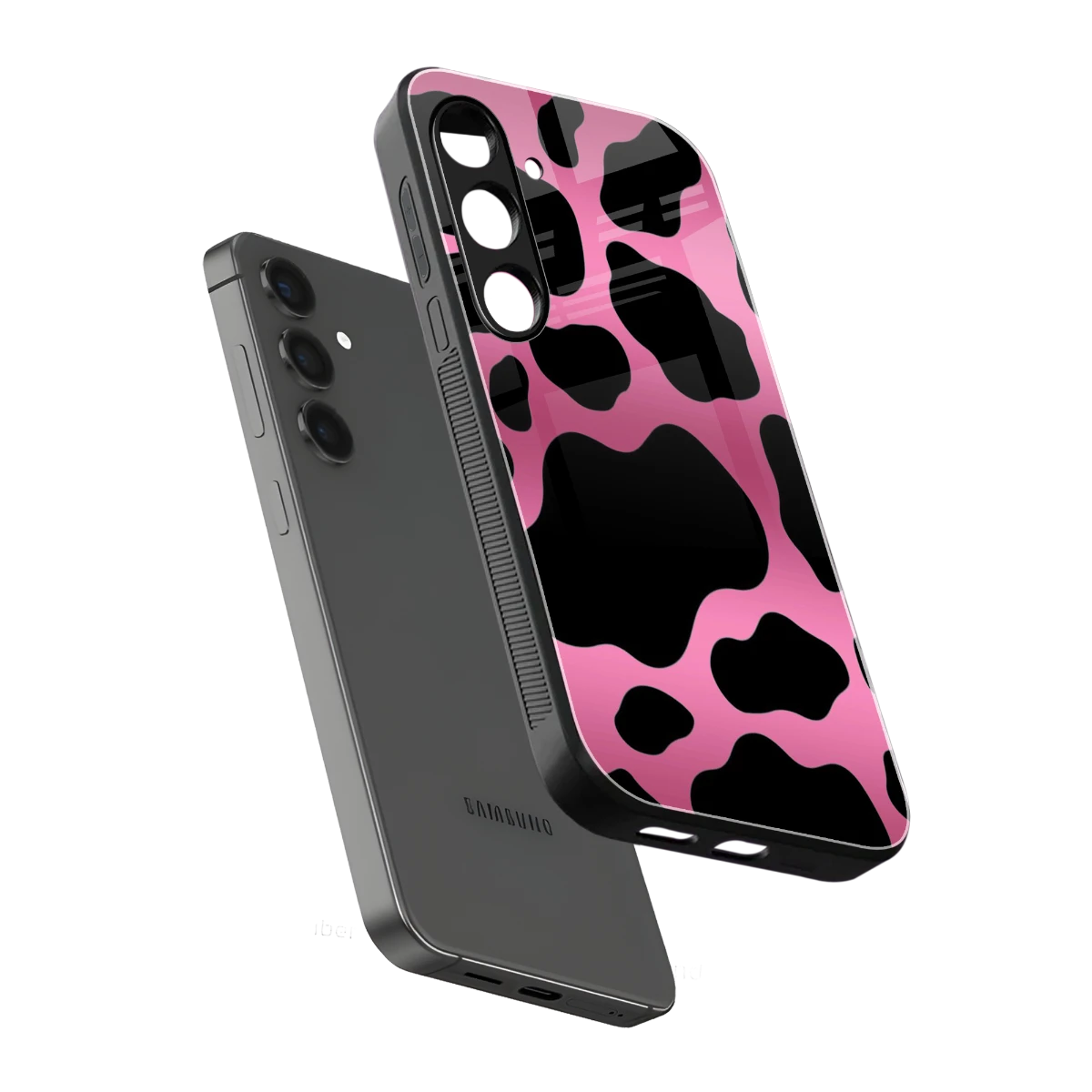 Black Pink Swirl sleek samsung galaxy s24 cover with tempered glass back and TPU edges