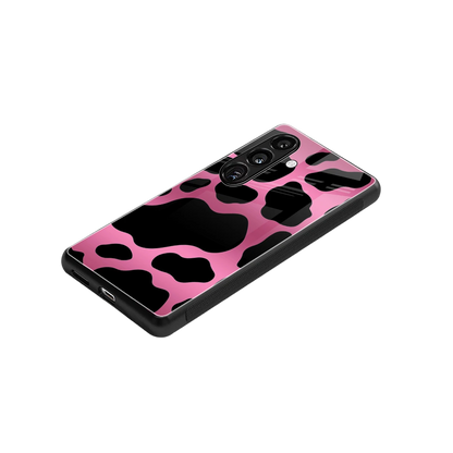 Black Pink Swirl stylish phone case for samsung galaxy s24 | glossy glass and slim fit