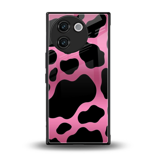Black Pink Swirl back phone cover | glass case for vivo v30e