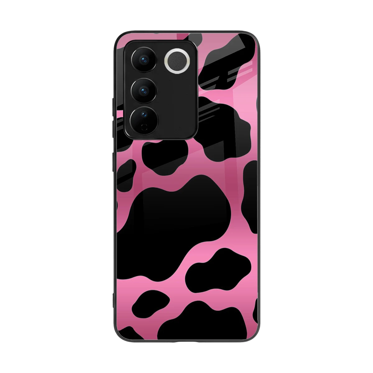 Black Pink Swirl back phone cover | glass case for vivo v27 5g