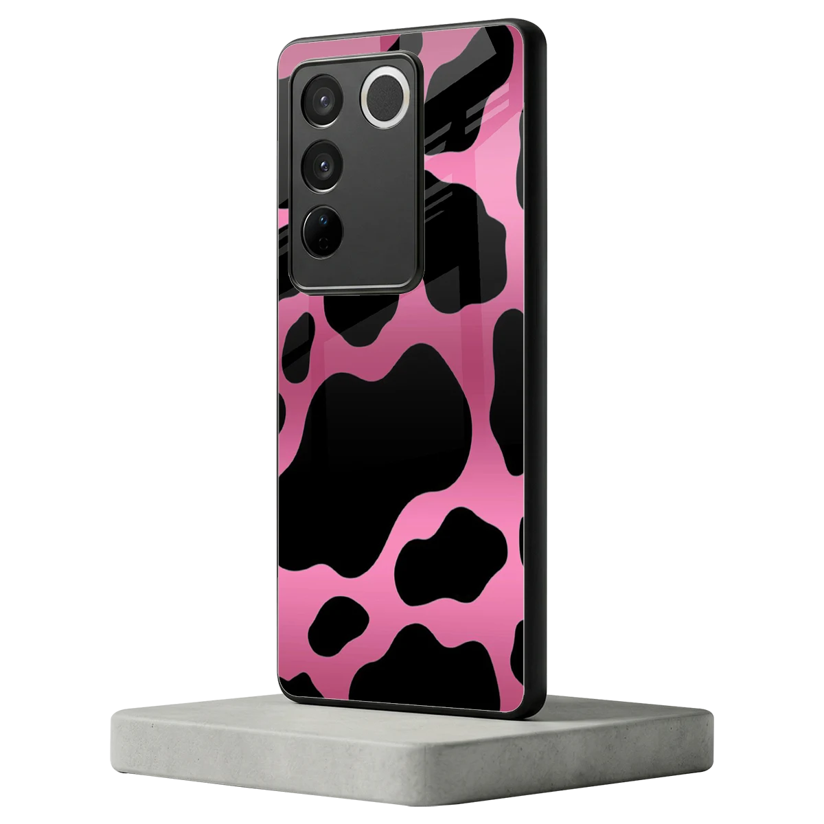 Black Pink Swirl vivo v27 5g mobile cover | shockproof glass phone case