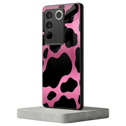Black Pink Swirl vivo v27 5g mobile cover | shockproof glass phone case