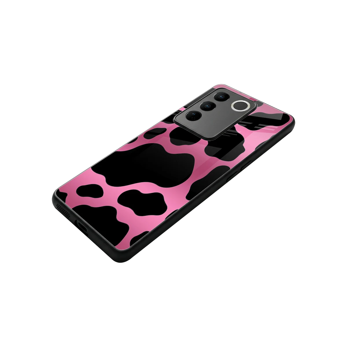 Black Pink Swirl stylish phone case for vivo v27 5g | glossy glass and slim fit