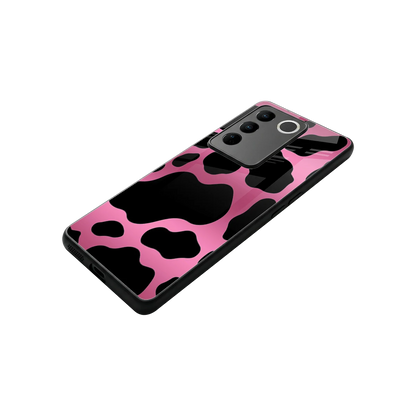 Black Pink Swirl stylish phone case for vivo v27 5g | glossy glass and slim fit