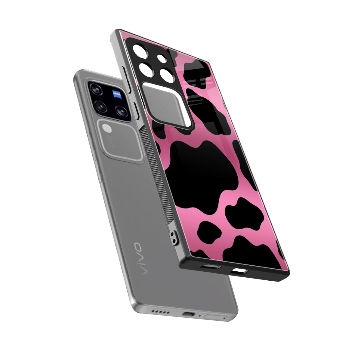 Black Pink Swirl sleekvivo v30 pro cover with tempered glass back and TPU edges