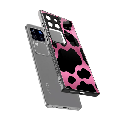 Black Pink Swirl sleekvivo v30 pro cover with tempered glass back and TPU edges