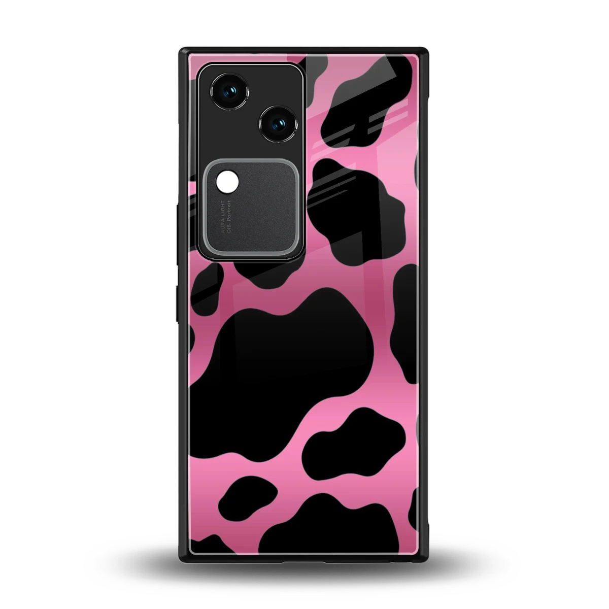 Black Pink Swirl back phone cover | glass case for vivo v30