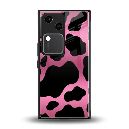 Black Pink Swirl back phone cover | glass case for vivo v30