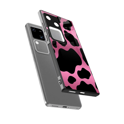 Black Pink Swirl sleek vivo v30 cover with tempered glass back and TPU edges
