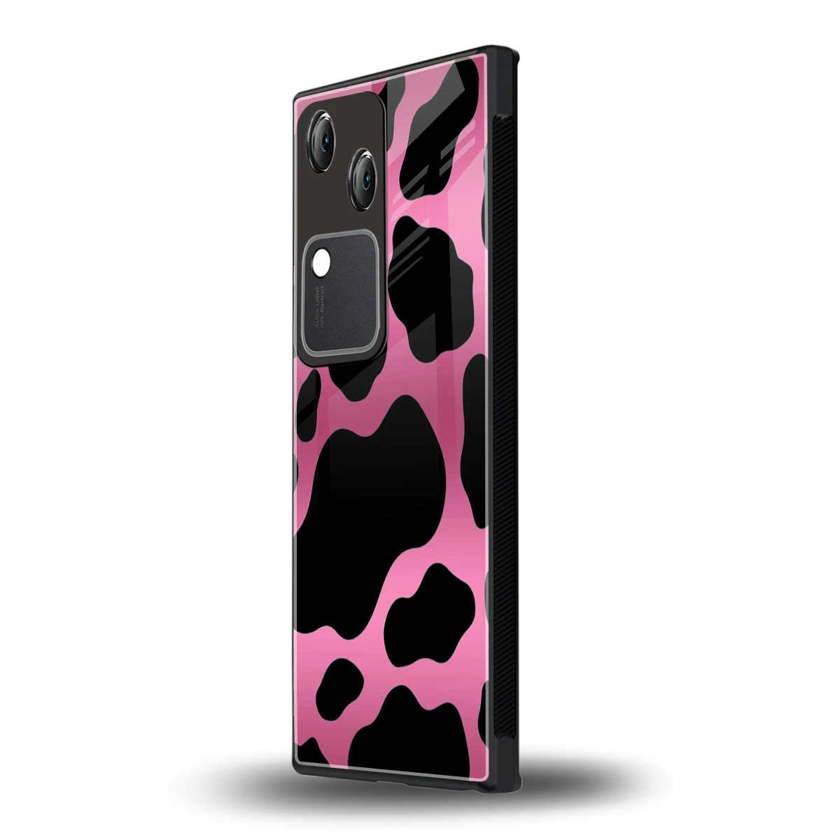 Black Pink Swirl vivo v30 mobile cover | shockproof glass phone case