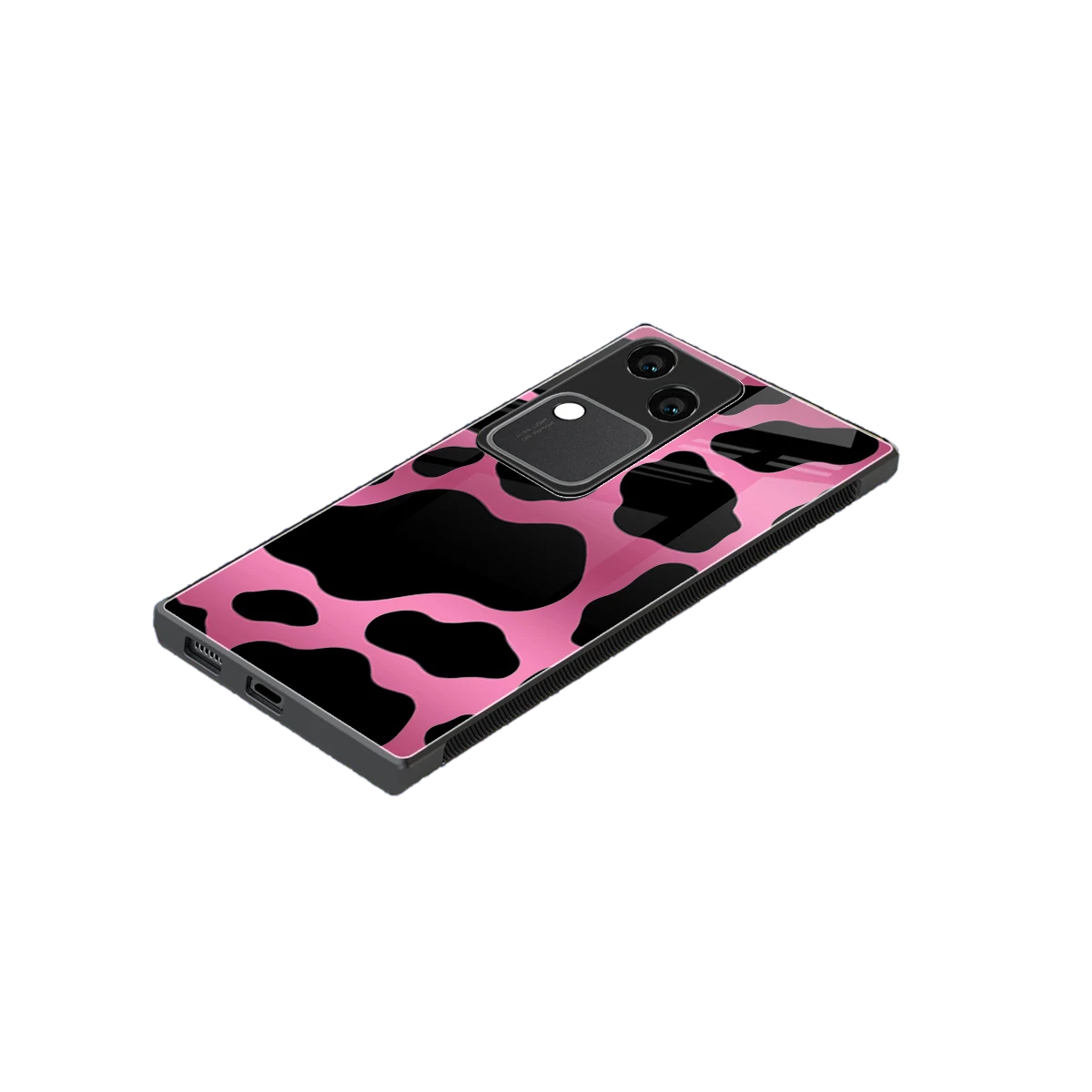 Black Pink Swirl stylish phone case for vivo v30 | glossy glass and slim fit