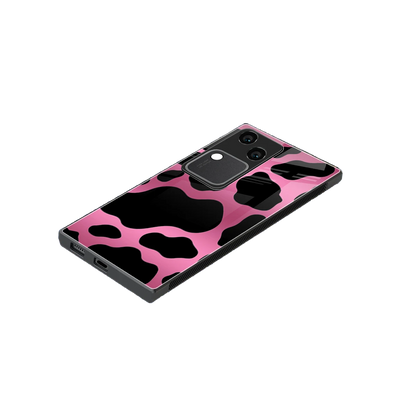Black Pink Swirl stylish phone case for vivo v30 | glossy glass and slim fit